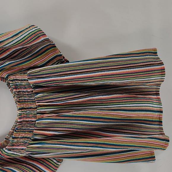 Joyspun Pullover Smocked Blouse Size XL Cotton Top Striped Flowy NWT - Picture 3 of 7